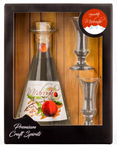 Image de COFFRET ZIMBRO AGUARDENTE DE MEDRONHO 50cl + 2 VERRES