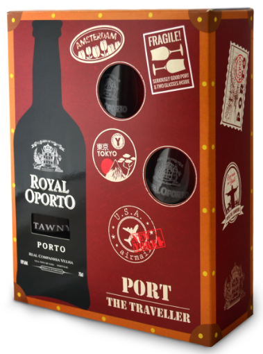 Image de COFFRET ROYAL OPORTO TRAVELLER TAWNY 75cl + 2 VERRES